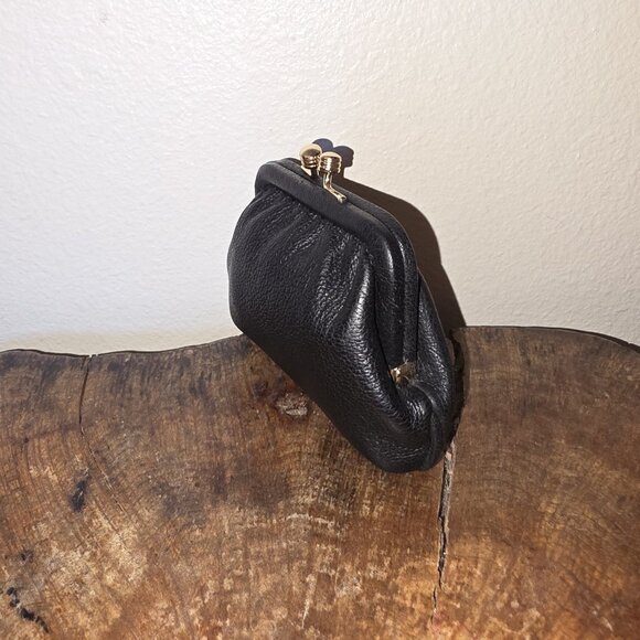 DOONEY & BOURKE Black Pebbled Leather Gold Kiss Lock Coin Purse NWT - Picture 12 of 15